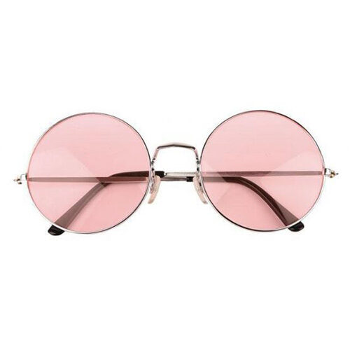 Hippie ronde zonnebril roze lenzen voor