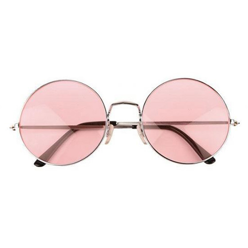 Hippie ronde zonnebril | roze lenzen - Freaky Glasses