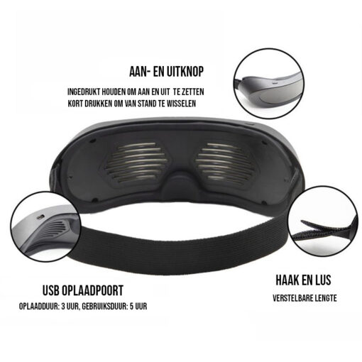 Shining Glasses Bluetooth LED bril met verstelbare band - USB-C - Afbeelding 5