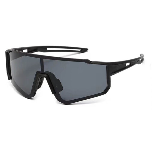 Zwarte sport zonnebril - Zwart glas