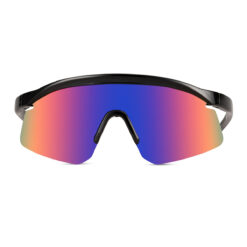 Alternative view of Zwarte sport zonnebril met glanzend semi randloos montuur - Multicolor glazen