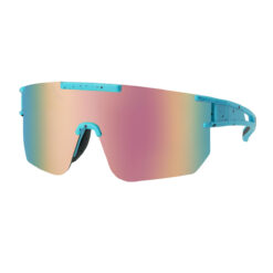Blauwe sport zonnebril met gevlekt montuur - Multicolor glas