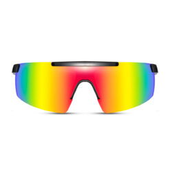 Alternative view of Zwarte sport zonnebril met glanzend semi randloos montuur - Multicolor glas