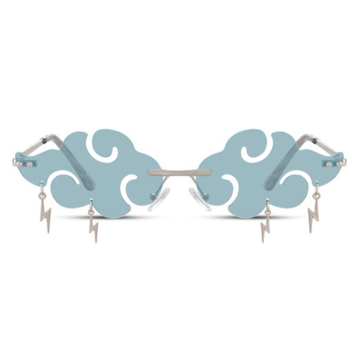 Zonnebril regenwolkje met bliksem blauw - Afbeelding 2
