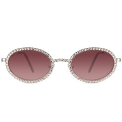 Alternative view of Zonnebril met steentjes ovaal zilver - Roze glazen