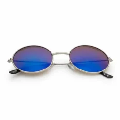 Hippie ronde partybril | blauwe spiegel lenzen