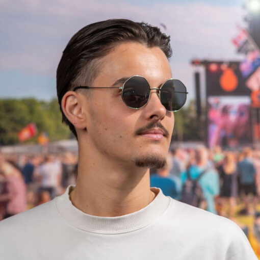 Ronde hoeken partybril goud | Zwarte lenzen - Afbeelding 5
