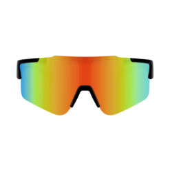 Alternative view of Zwarte sport zonnebril met semi randloos montuur - Gepolariseerde en gespiegelde multicolor glazen