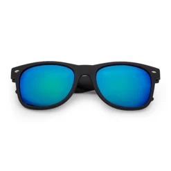 Freaky Glasses Classic Partybril Mat Zwart – Groen-Blauwe Spiegellenzen Wayfarer